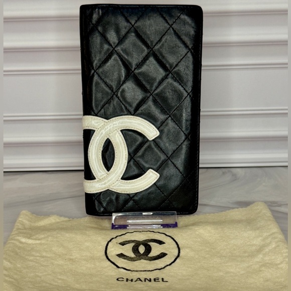 Chanel Cambon Long Bifold Wallet – Black & Pink Leather | Full Set - Picture 3 of 11